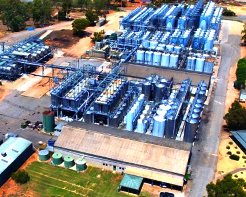 Aerial view of a large Riverland wine production base
